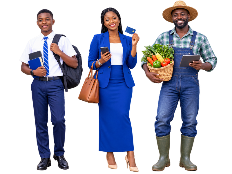 Farmer, professional, and student using Sensal digital solutions